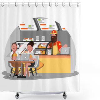 Personality  Man And Woman Eating Mexican Food Shower Curtains