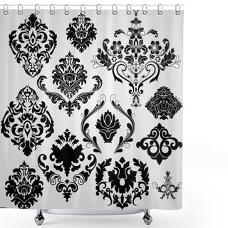 Personality  Modern Stylish Damask Floral Set Shower Curtains