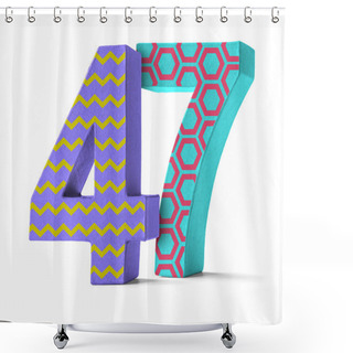 Personality  Colorful Paper Mache Number On A White Background  - Number 47 Shower Curtains