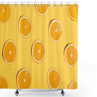 Personality  Slices Of Orange On Yellow Background Shower Curtains