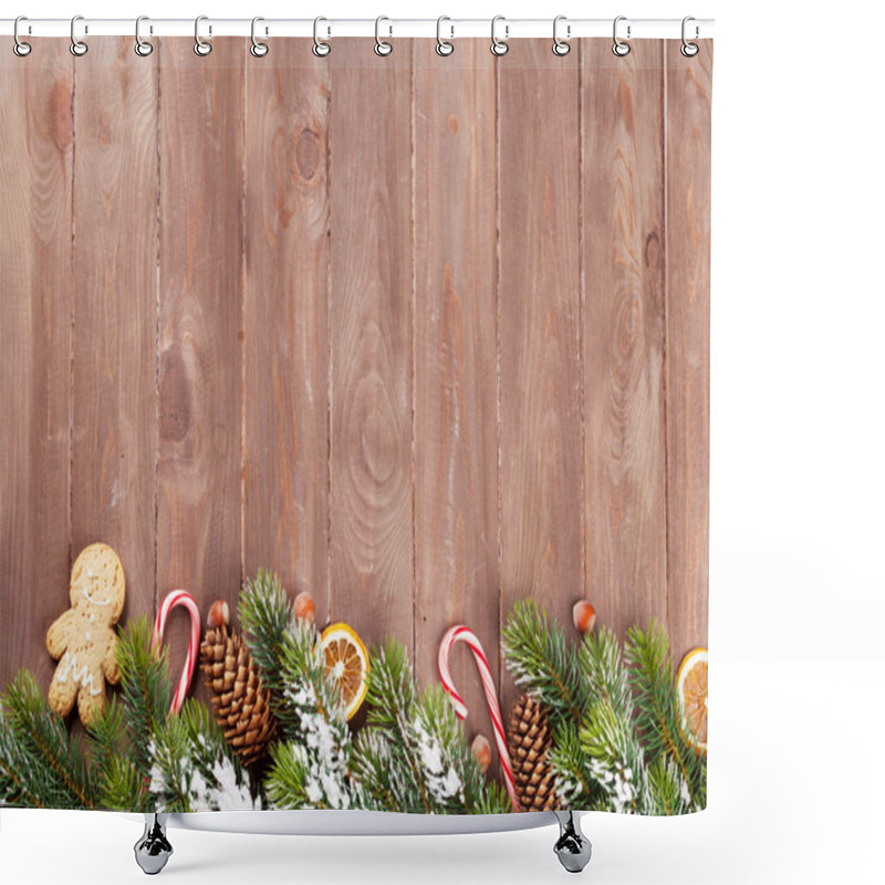 Personality  Background With Fir Tree And Food Decor Shower Curtains