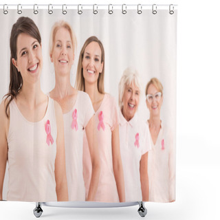Personality  Support In Breast Cancer Battle Shower Curtains