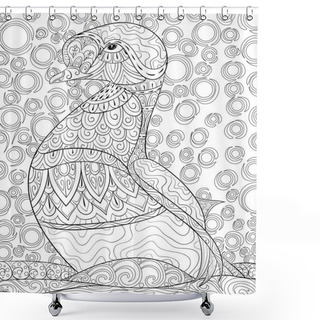 Personality  A Cute Duck With Zen Ornaments In The Water On The Abstract Background Image For Adults,for Relaxing Activity.Zen Art Style Illustration For Print.Poster Design. Shower Curtains
