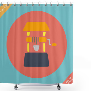 Personality  Well Icon - Vector Illustration. Flat Design Shower Curtains