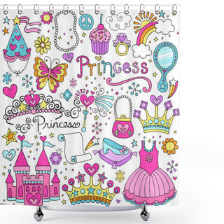 Personality  Princess Tiara Crown Notebook Doodles Design Elements Set- Illustration Shower Curtains
