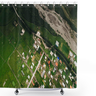 Personality  City In Green Mountains Shower Curtains