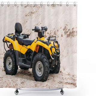 Personality  Modern Yellow All-terrain Vehicle On Sand Shower Curtains