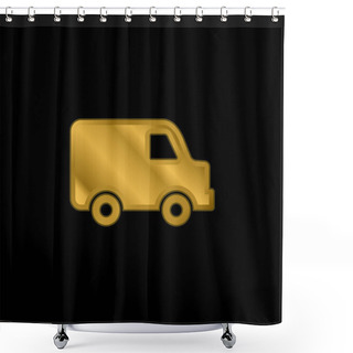 Personality  Black Delivery Small Truck Side View Gold Plated Metalic Icon Or Logo Vector Shower Curtains