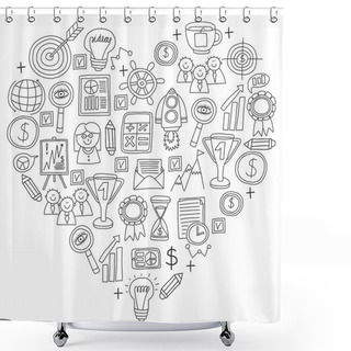 Personality  Vector Set Of Bussines Icons In Doodle Style. Shower Curtains