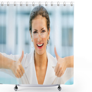 Personality  Portrait Of Charming Dark-haired Woman Shower Curtains