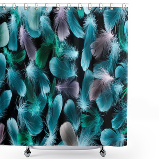 Personality  Seamless Background With Colorful And Soft Feathers Isolated On Black Shower Curtains