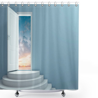 Personality  Up The Stairs And Open The Door. And See The Nature Behind The Door. Shower Curtains