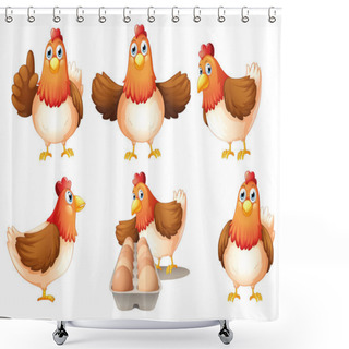 Personality  A Group Of Fat Hens Shower Curtains