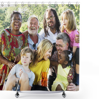 Personality  Family Having Picnic In Park Shower Curtains