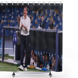 Personality  Rudi Garcia Coach Of Napoli, During The Match Of The Italian Serie A League Between Napoli Vs Sassuolo Final Result, Napoli 2, Sassuolo 0, Match Played At The Diego Armando Maradona Stadium. Shower Curtains