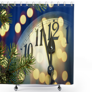 Personality  New Year Clock Shower Curtains