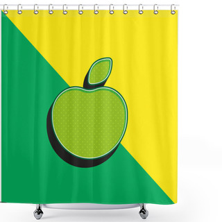 Personality  Apple Green And Yellow Modern 3d Vector Icon Logo Shower Curtains