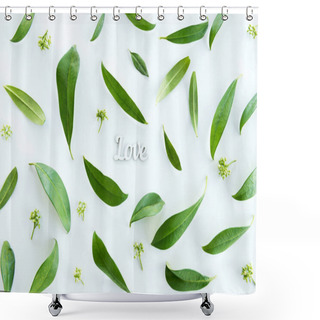 Personality  Green Leaves And Love Symbol Shower Curtains