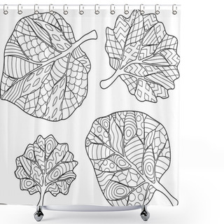 Personality  Coloring Book Page With Four Leaves On White Background Shower Curtains