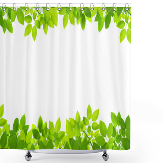 Personality  Green Leaves On White Background Shower Curtains