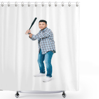 Personality  African American Man With Baseball Bat Shower Curtains