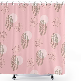 Personality    Circles, Dots, Waves. Abstract Seamless Pattern On A Pink Background Shower Curtains