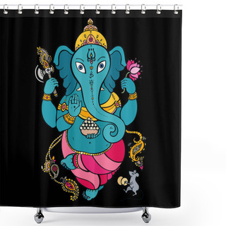 Personality  Golden Ganapati Meditation In Lotus Pose Shower Curtains