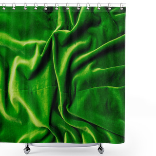 Personality  Top View Of Green Shiny Velvet Textile As Background Shower Curtains