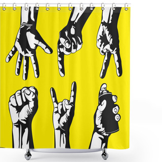 Personality  Set Of Gestures Of Hands In A Vector Shower Curtains