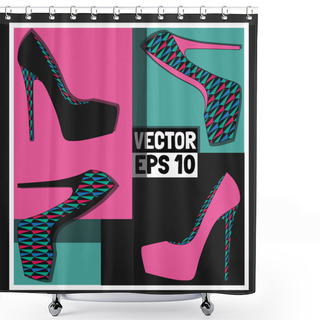 Personality  Fashion Women's Shoes, Vector Shower Curtains
