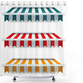 Personality  Colorful Set Of Striped Awnings Shower Curtains