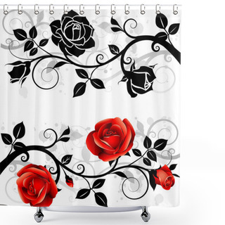 Personality  Ornament With Roses Shower Curtains