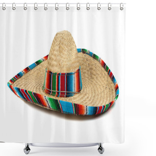 Personality  Straw Mexican Sombrero On White Background Shower Curtains