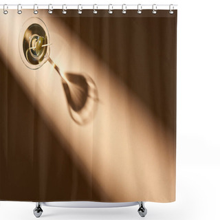 Personality  Top View Of Cocktail With Olives On Beige Background Shower Curtains