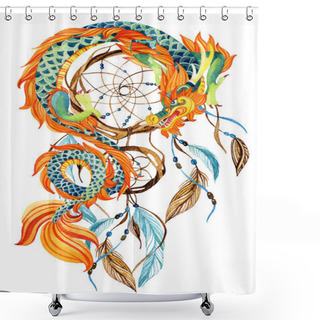 Personality  Chinese Dragon  And Dreamcatcher Card. Shower Curtains
