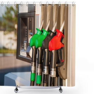 Personality  Fuel Pumps At Petrol Station Shower Curtains
