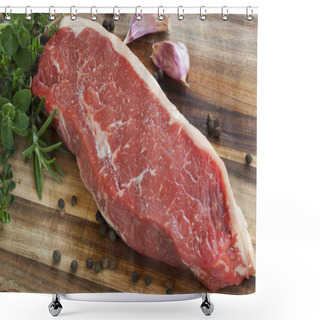 Personality  Raw Sirloin Steak With Herbs Shower Curtains