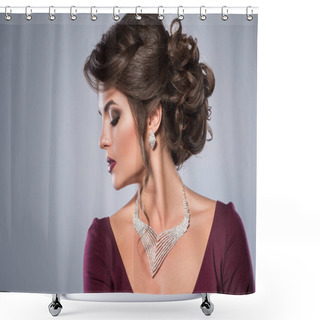 Personality  Woman Wearing Beautiful Jewelry Shower Curtains