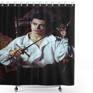 Personality  Portrait Of A Romantic Man With A Sword Shower Curtains