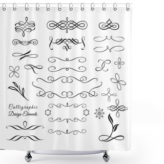 Personality  Collection Of Arabesque And Calligraphic Decorative Elements 3 Shower Curtains