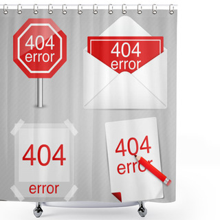 Personality  404 Error Sign  Vector Illustration  Shower Curtains