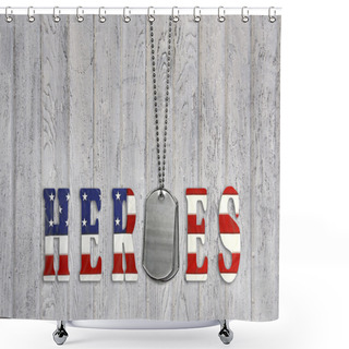 Personality  Military Heroes With Dog Tags Shower Curtains