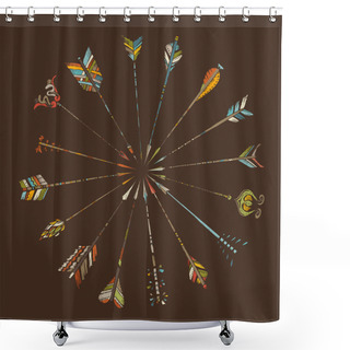 Personality  Hand-drawn Arrows On Brown Background.  Shower Curtains