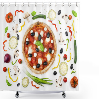 Personality  Italian Pizza With Its Ingredients Shower Curtains