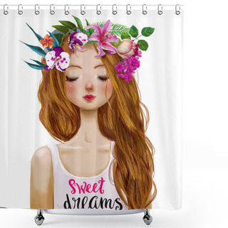 Personality  Beautiful Summer Young Woman Shower Curtains