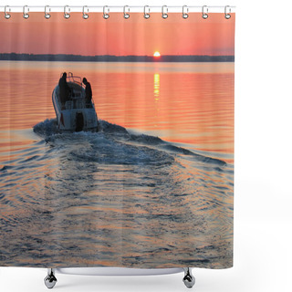 Personality  Speedboat In Sunset Shower Curtains