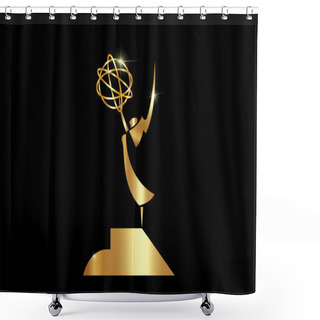 Personality  National Academy Of Television, Art And Sciences. Golden Stars Prize Concept, Silhouette Statue Icon. Films And Cinema Symbol Stock, Academy Award Vector Isolated Or Black Background  Shower Curtains