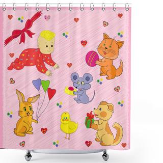 Personality  Animals Greeting A Baby Shower Curtains