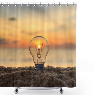 Personality  Close Up Light Bulb On Sunset Beach Shower Curtains