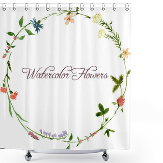 Personality  Vector Watercolor Floral Frame Shower Curtains